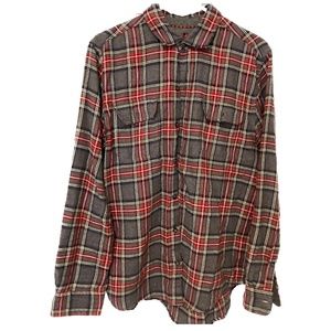 Woolrich Long Sleeve Flannel Shirt, Men's Medium, Gray and Red Plaid